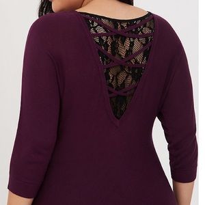 Torrid PURPLE LACE INSET SWEATER